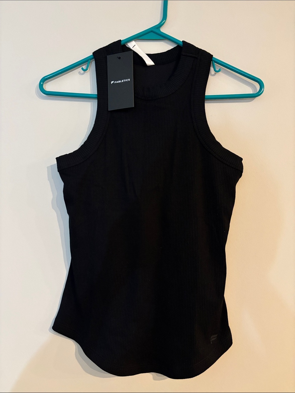 Fabletics Black Ribbed High-Neck Tank